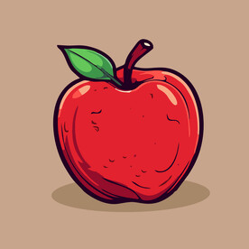 手绘苹果卡通水果矢量插画