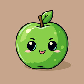 手绘苹果卡通水果矢量插画