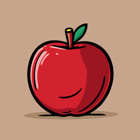 手绘苹果卡通水果矢量插画