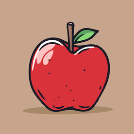 手绘苹果卡通水果矢量插画