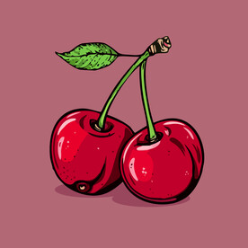 手绘樱桃卡通水果矢量插画