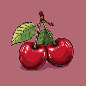 手绘樱桃卡通水果矢量插画