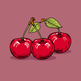 手绘樱桃卡通水果矢量插画