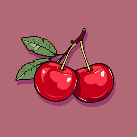 手绘樱桃卡通水果矢量插画