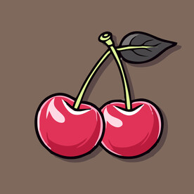 手绘樱桃水果矢量插图卡通美食