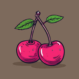 手绘樱桃水果矢量插图卡通美食