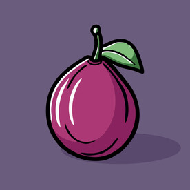 手绘李子水果矢量插图卡通美食