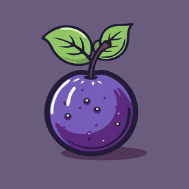 手绘李子水果矢量插图卡通美食