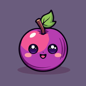 手绘李子水果矢量插图卡通美食