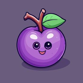 手绘李子水果矢量插图卡通美食