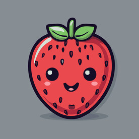 手绘草莓水果矢量插图卡通美食