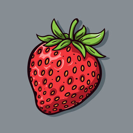 手绘草莓水果矢量插图卡通美食
