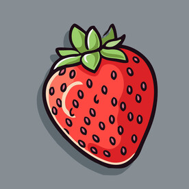 手绘草莓水果矢量插图卡通美食