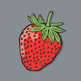 手绘草莓水果矢量插图卡通美食