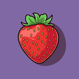 手绘草莓水果矢量插图卡通美食