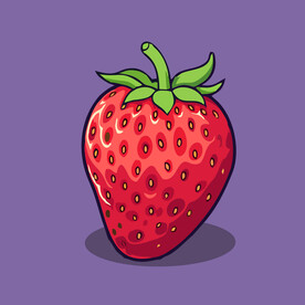 手绘草莓水果矢量插图卡通美食