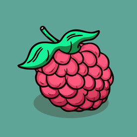 手绘树莓水果矢量插图卡通美食