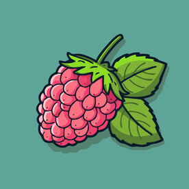 手绘树莓水果矢量插图卡通美食