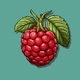 手绘树莓水果矢量插图卡通美食