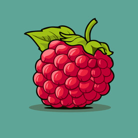 手绘树莓水果矢量插图卡通美食