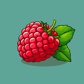 手绘树莓水果矢量插图卡通美食