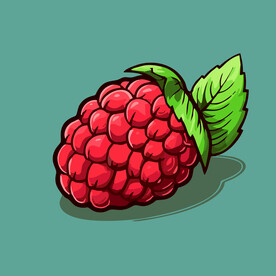 手绘树莓水果矢量插图卡通美食