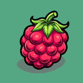 手绘树莓水果矢量插图卡通美食