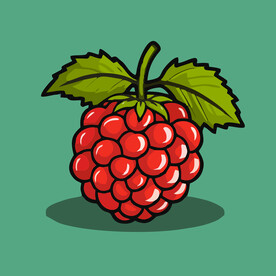 手绘树莓水果矢量插图卡通美食