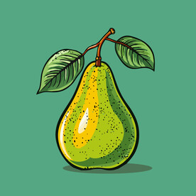 手绘黄梨卡通水果矢量插图