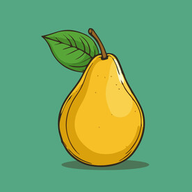 手绘黄梨卡通水果矢量插图