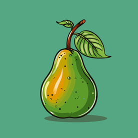 手绘黄梨卡通水果矢量插图