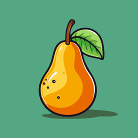 手绘黄梨卡通水果矢量插图