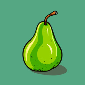 手绘黄梨卡通水果矢量插图