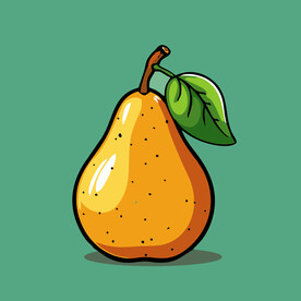 手绘黄梨卡通水果矢量插图