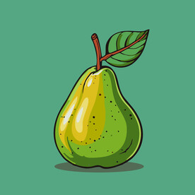 手绘黄梨卡通水果矢量插图