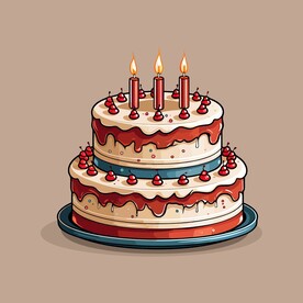 美味水果奶油蛋糕卡通矢量插画