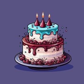 美味水果奶油蛋糕卡通矢量插画