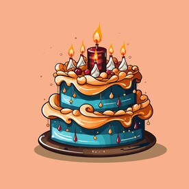 美味水果奶油蛋糕卡通矢量插画