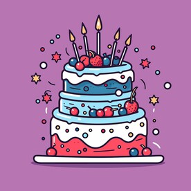 美味水果奶油蛋糕卡通矢量插画