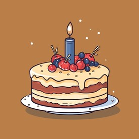 美味水果奶油蛋糕卡通矢量插画