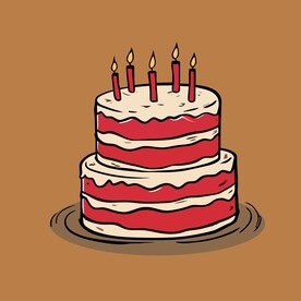 美味水果奶油蛋糕卡通矢量插画