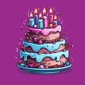 美味水果奶油蛋糕卡通矢量插画