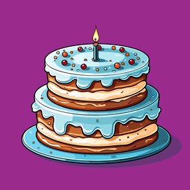 美味水果奶油蛋糕卡通矢量插画