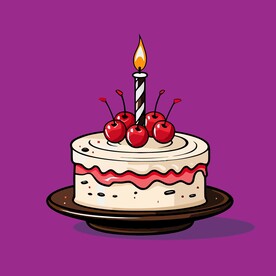 美味水果奶油蛋糕卡通矢量插画