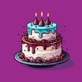 美味水果奶油蛋糕矢量插画