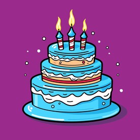 美味水果奶油蛋糕卡通矢量插画