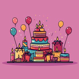 美味水果奶油蛋糕卡通矢量插画