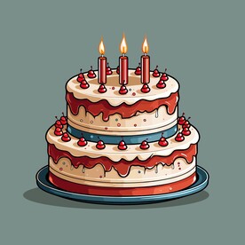 美味水果奶油蛋糕矢量插画