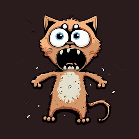 惊恐小猫动物卡通矢量简笔画