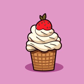 美味多彩果味冰激凌矢量插画